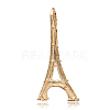 Golden Plated Alloy Rhinestone Eiffel Tower Big Pendants RB-J214-29G-3
