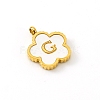 Golden Tone Stainless Steel Pave White Shell Letter Flower Charms PW-WGC5230-07-1