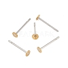 304 Stainless Steel Stud Earring Settings with Flat Round Brass Head X-STAS-R073-01-3