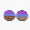 Two Tone Transparent Resin & Walnut Wood Pendants X-RESI-S358-78-A03-2