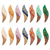 14Pcs 7 Colors Opaque Resin and Walnut Wood Big Pendants RESI-TA0005-12-2