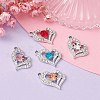 5Pcs 5 Colors Alloy Rhinestone Pendants FIND-YW0003-83-5