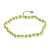 Glass Seed Beaded Flower Necklace with Alloy Enamel Bee Charm NJEW-JN03817-02-1