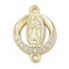 Rack Plating Brass Micro Pave Clear Cubic Zirconia Religion Virgin Mary Connector Charms KK-L224-094G-07-1