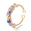 Electroplate Faceted Glass Beads Cuff Ring for Teen Girl Women X1-RJEW-TA00013-04-1