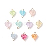 Transparent Resin Heart Links Connector Charms PALLOY-JF04449-01-1