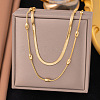 304 Stainless Steel Snake Chain Double Layer Necklaces for Women LS-NJEW-Z072-03G-1