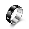 201 Stainless Steel Cross Rotating Finger Ring WG23678-08-1