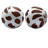 Printed Round with Leopard Print Pattern Silicone Beads SI-JX0055A-89-1