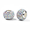 Handmade Polymer Clay Rhinestone European Beads RB-N053-001-11-3