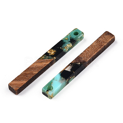 Transparent Resin & Walnut Wood Pendants RESI-N039-24G-1