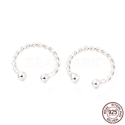 Rhodium Plated 925 Sterling Silver Cuff Earrings EJEW-H124-10P-1