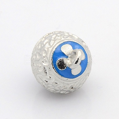 Round Platinum Plated Alloy Enamel Magnetic Clasps with Loops ENAM-P110-M-1