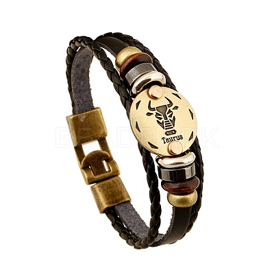 Braided Cowhide Cord Multi-Strand Bracelets LS-PW-WG49322-06-1