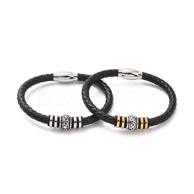 304 Stainless Steel Column Beaded Bracelet with Magnetic Clasps BJEW-P275-21-1