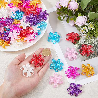 70Pcs 7 Colors Opaque Acrylic Bead Caps OACR-DC0001-51-1