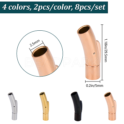 8Pcs 4 Colors Stainless Steel Bayonet Clasps STAS-DR0001-14-1
