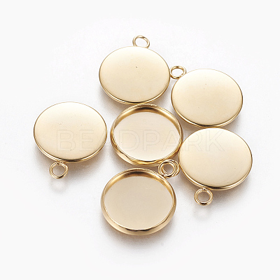 304 Stainless Steel Pendant Cabochon Settings STAS-E471-02E-G-1
