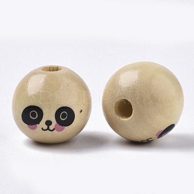 Natural Wood European Beads WOOD-S055-16B-1