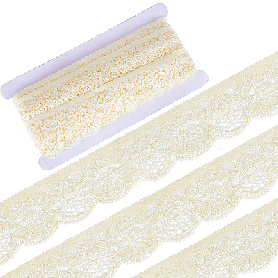 10 Yards Polyester Elastic Lace Trim OCOR-WH0086-04B-1