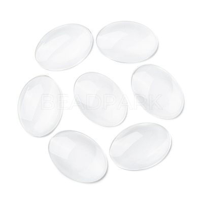 Transparent Oval Glass Cabochons X-GGLA-R022-35x25-1