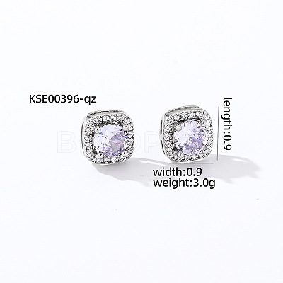 Elegant Zircon Square Stud Earrings for Women TY1635-3-1