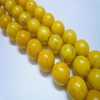 1 Strand Dyed Gold Round Synthetic Turquoise Beads Strands X-TURQ-G106-6mm-02I-1