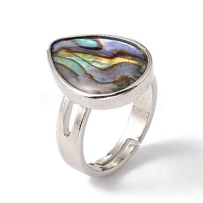 Natural Paua Shell Adjustable Rings RJEW-G260-01P-01-1