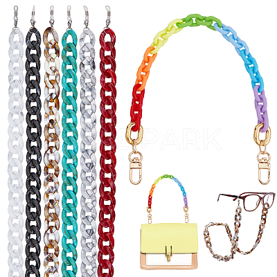 7Pcs 7 Colors Acrylic Chain Purse Bag Handle & Eyeglasses Chains AJEW-PH0001-57-1