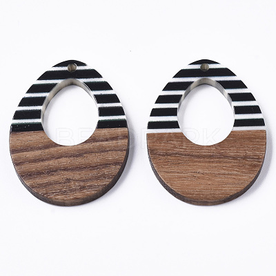Resin & Walnut Wood Pendants X-RESI-T035-13-1
