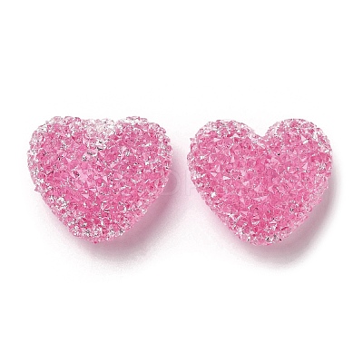 Drusy Heart Resin Rhinestone Beads RESI-C038-01D-1