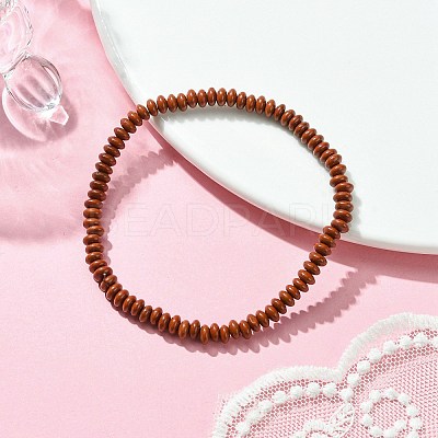 Natural Red Jasper Flat Round Beaded Stretch Bracelets for Women BJEW-JB09717-01-1