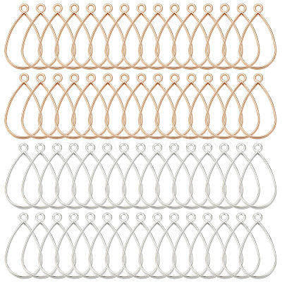 60Pcs 2 Colors Alloy Open Back Bezel Pendants FIND-OC0003-36-1