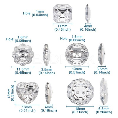 Acrylic Rhinestone Buttons BUTT-PJ0001-01-1