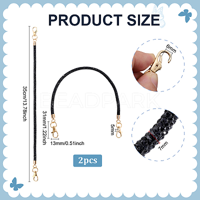 2Pcs Alloy Rhinestone Round Cord Bag Handles AJEW-PH0007-73B-1