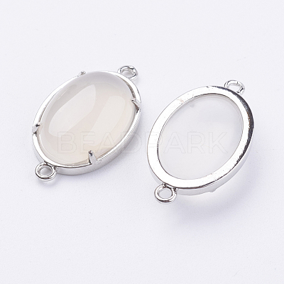 Brass Natural Agate Links connectors G-E398-03O-1