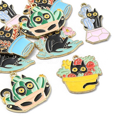 10Pcs 5 Styles Alloy Enamel Pandants FIND-YW0005-71-1