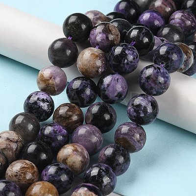 Natural Charoite Beads Strands G-E557-01-12mm-01-1
