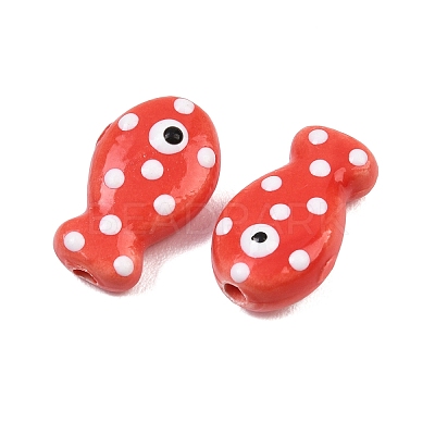 Handmade Porcelain Beads X-PORC-B009-03O-1