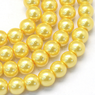 Baking Paint Pearlized Glass Pearl Round Bead Strands HY-Q003-6mm-67-1