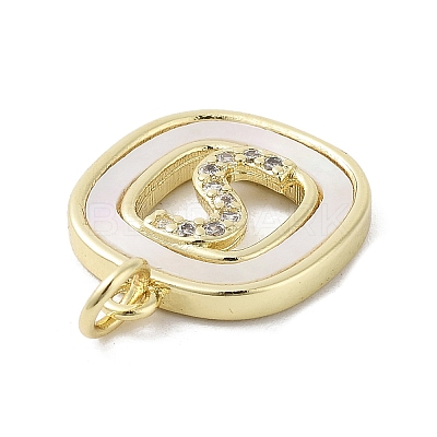 Rack Plating Brass Micro Pave Clear Cubic Zirconia Pendants KK-E102-33G-S-1