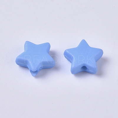 Opaque Acrylic Beads SACR-WH0002-07B-1