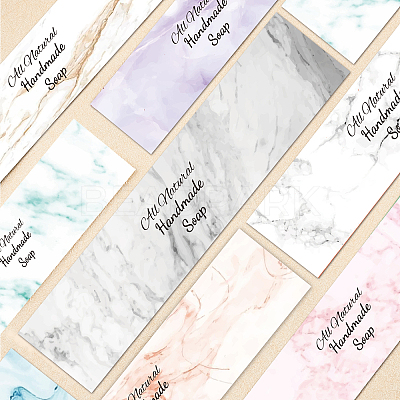 90Pcs 9 Style Rectangle with Marble Pattern & Word Handmade Soap Paper Tag DIY-PH0002-77B-WH-1