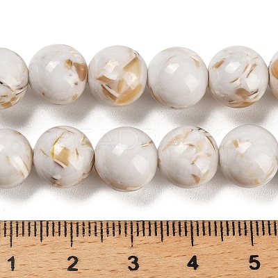 Assembled Synthetic Stone and Trochus Shell Beads Strands G-B128-08D-01-1