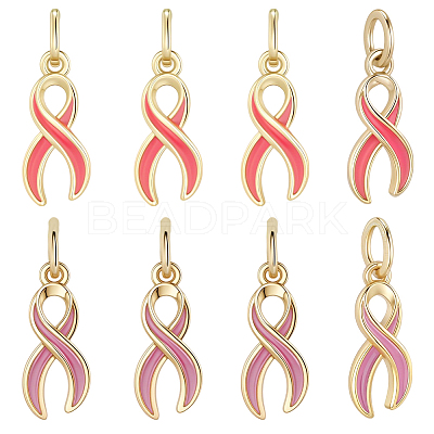 8Pcs 2 Style Brass Enamel Charms KK-BBC0020-37-1