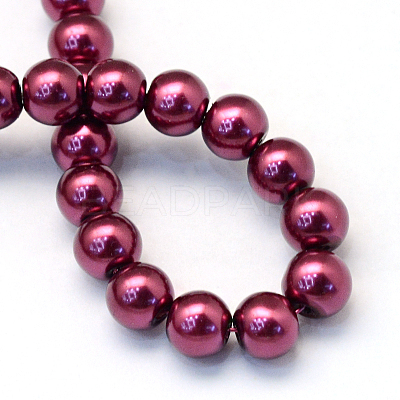 Baking Paint Pearlized Glass Pearl Round Bead Strands HY-Q330-8mm-72-1