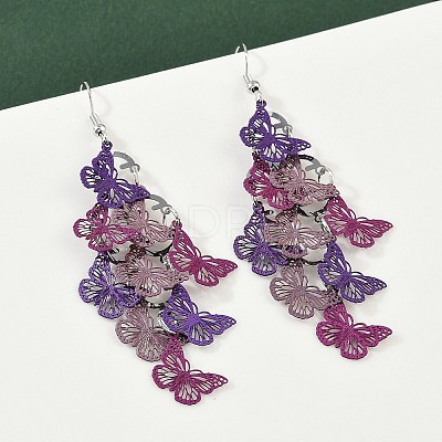 430 Stainless Steel Butterfly Dangle Earrings EJEW-A137-02P-02-1