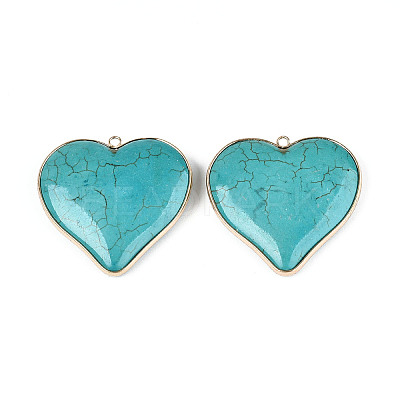 Dyed Synthetic Turquoise Heart Pendants TURQ-T004-30A-1