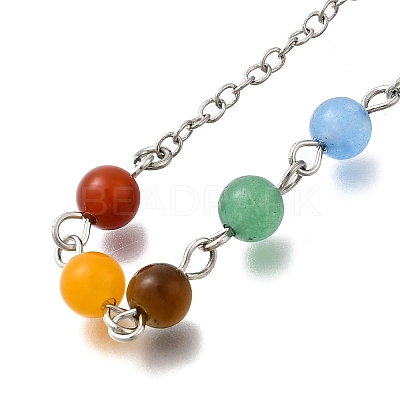 Chakra Natural Red Agate & Tiger Eye & Amethyst & Dyed Jade Dowsing Pendulums G-M447-04ASP-1