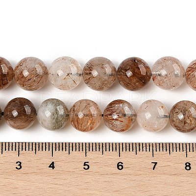Natural Black Gold Rutilated Quartz Beads Strands G-H093-B02-10MM-1